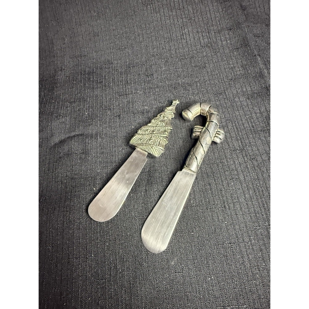 Valencia Collection 2 Christmas Cheese Spreaders Stainless Steel Vintage Holiday